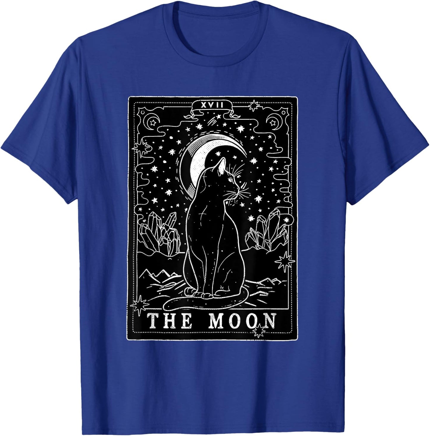 Graphic Cat Lovers Moon Tarot Card | Cat Tarot Card The Moon T-Shirt - T-Shirt | Royal
