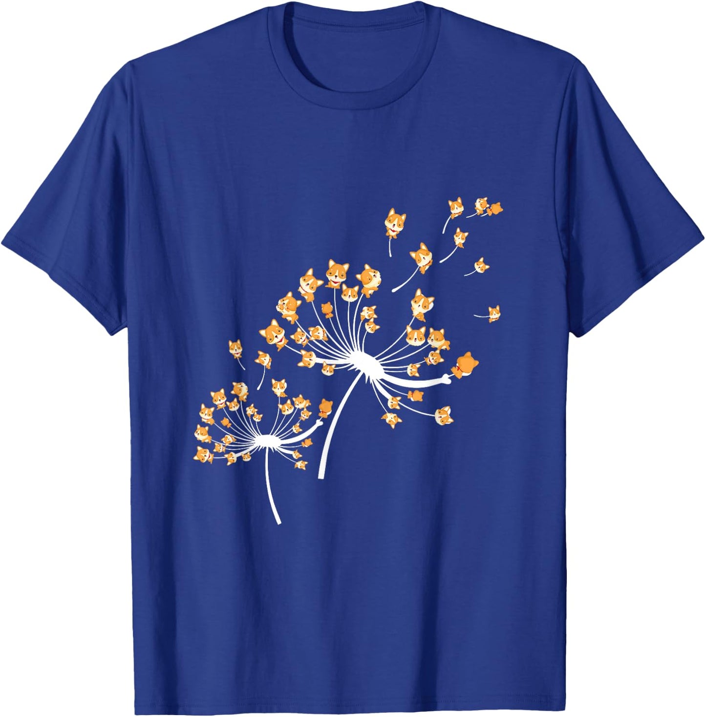 Corgi Flower Fly Dandelion Funny Dog Owner Lover Women Girls Kids T-Shirt - T-Shirt | Royal