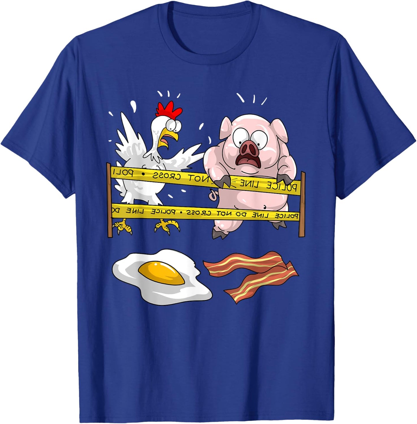 Cute Police Line Do Not Cross | Funny Chicken Pig Eater Gift T-Shirt - T-Shirt | Royal