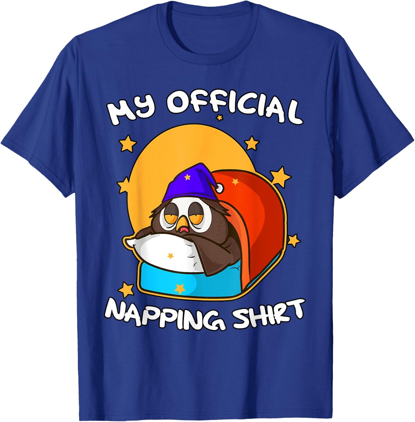 Funny Sleeping Owl Bird Pyjamas Gift Cute Official Napping T-Shirt - T-Shirt | Royal