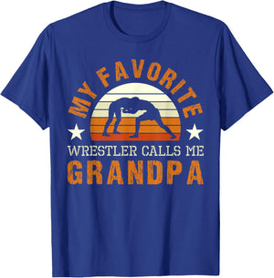 My Favorite Wrestler Calls Me Grandpa Wrestling Coach T-Shirt - T-Shirt | Royal