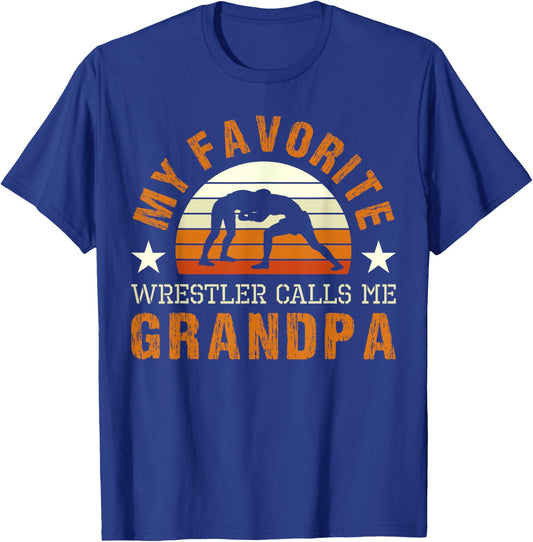 My Favorite Wrestler Calls Me Grandpa Wrestling Coach T-Shirt - T-Shirt | Royal