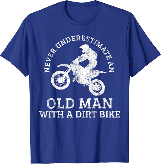 Motocross Dirt Bike Biking Grandpa Old Man Vintage T-Shirt - T-Shirt | Royal