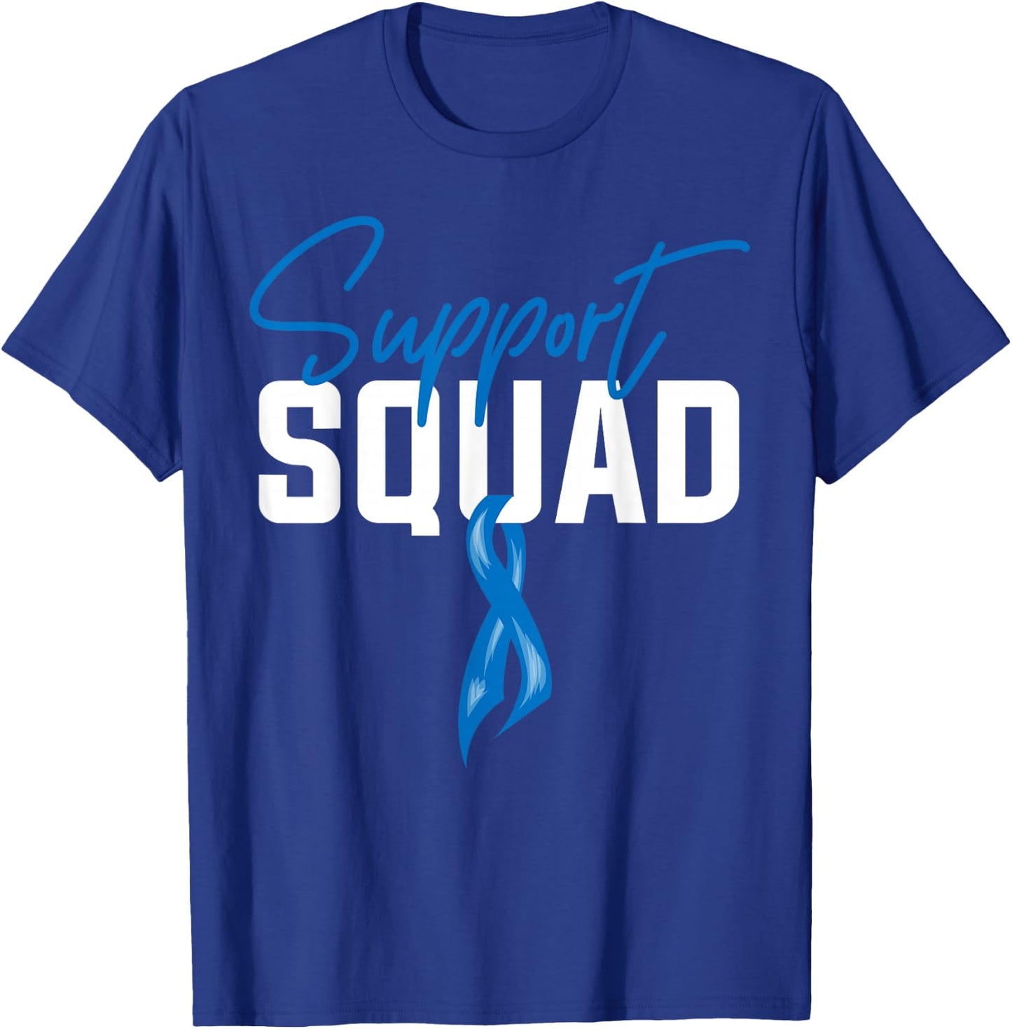 Colon Cancer Awareness Support Squad Blue Ribbon T-Shirt - T-Shirt | Royal