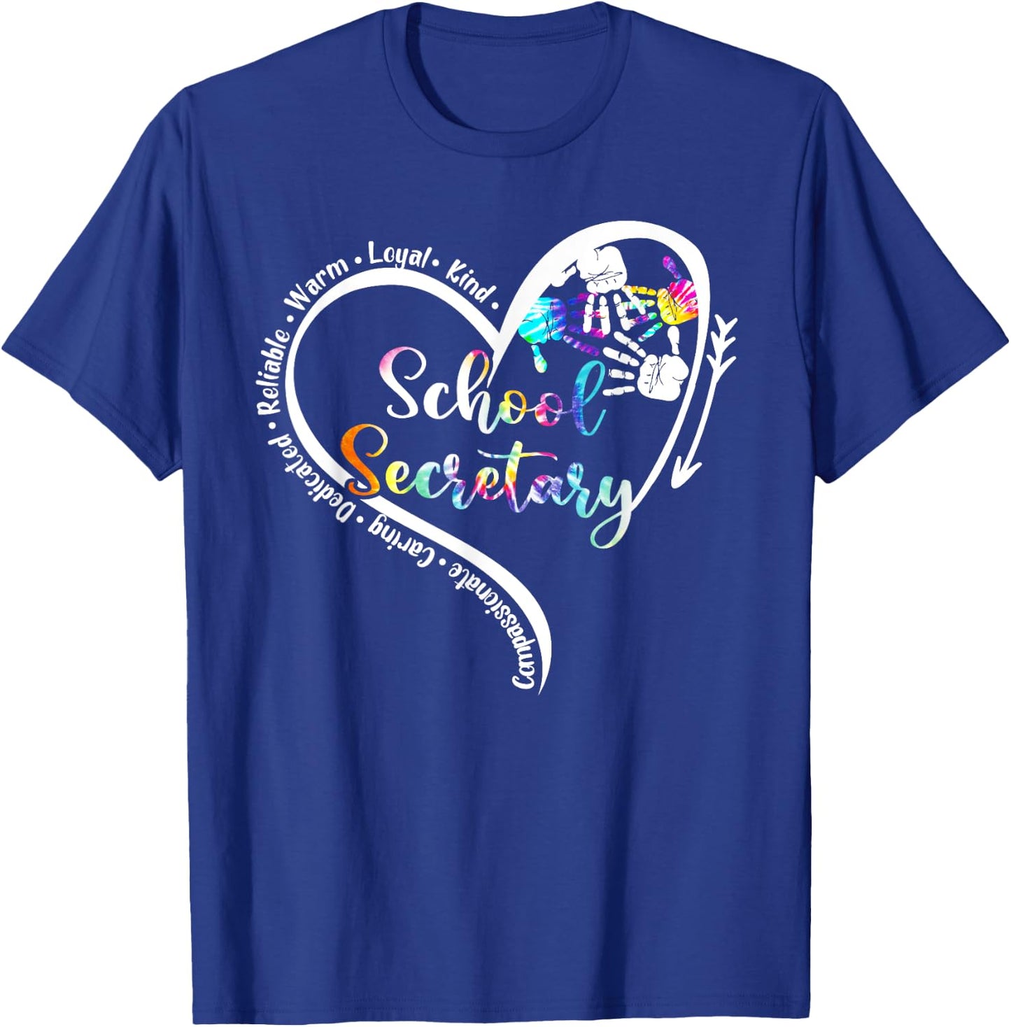 Tie Dye Heart School Secretary Life Cute Back to school T-Shirt - T-Shirt | Royal