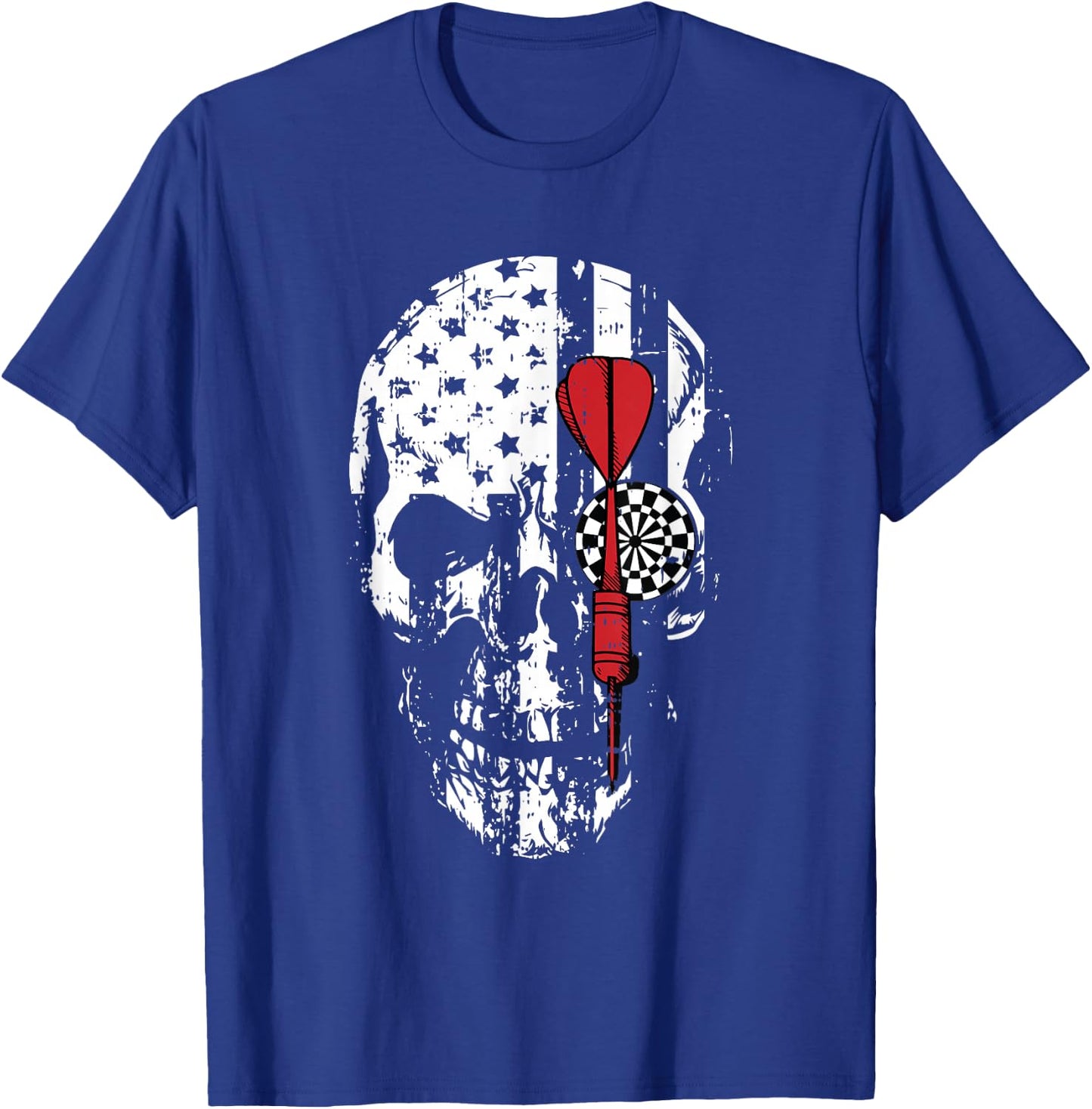 Skull American Flag Darts Board Throwing Sports Player Gift T-Shirt - T-Shirt | Royal