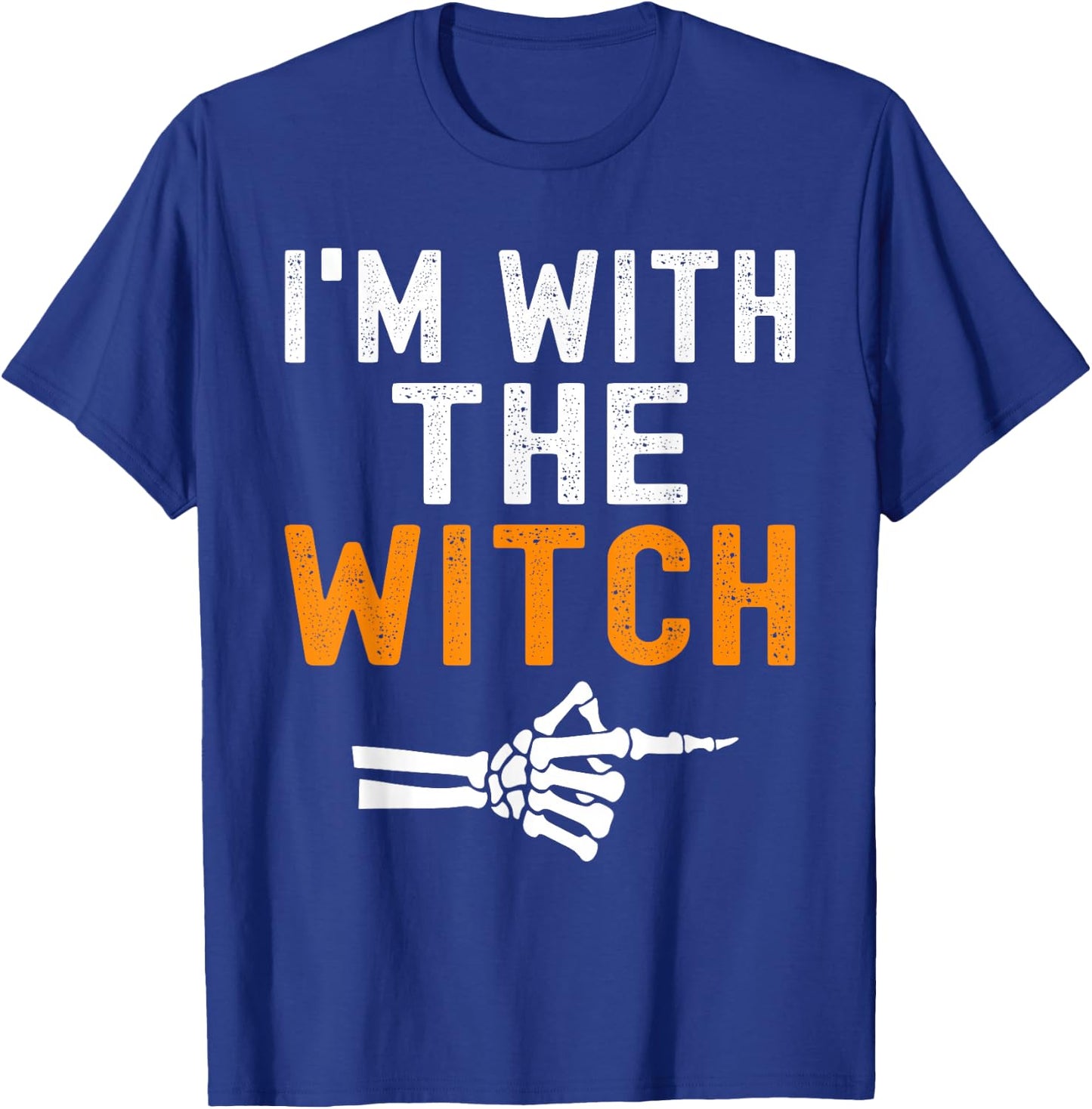 I'm With The Witch Funny Skeleton Halloween Matching Couple T-Shirt - T-Shirt | Royal