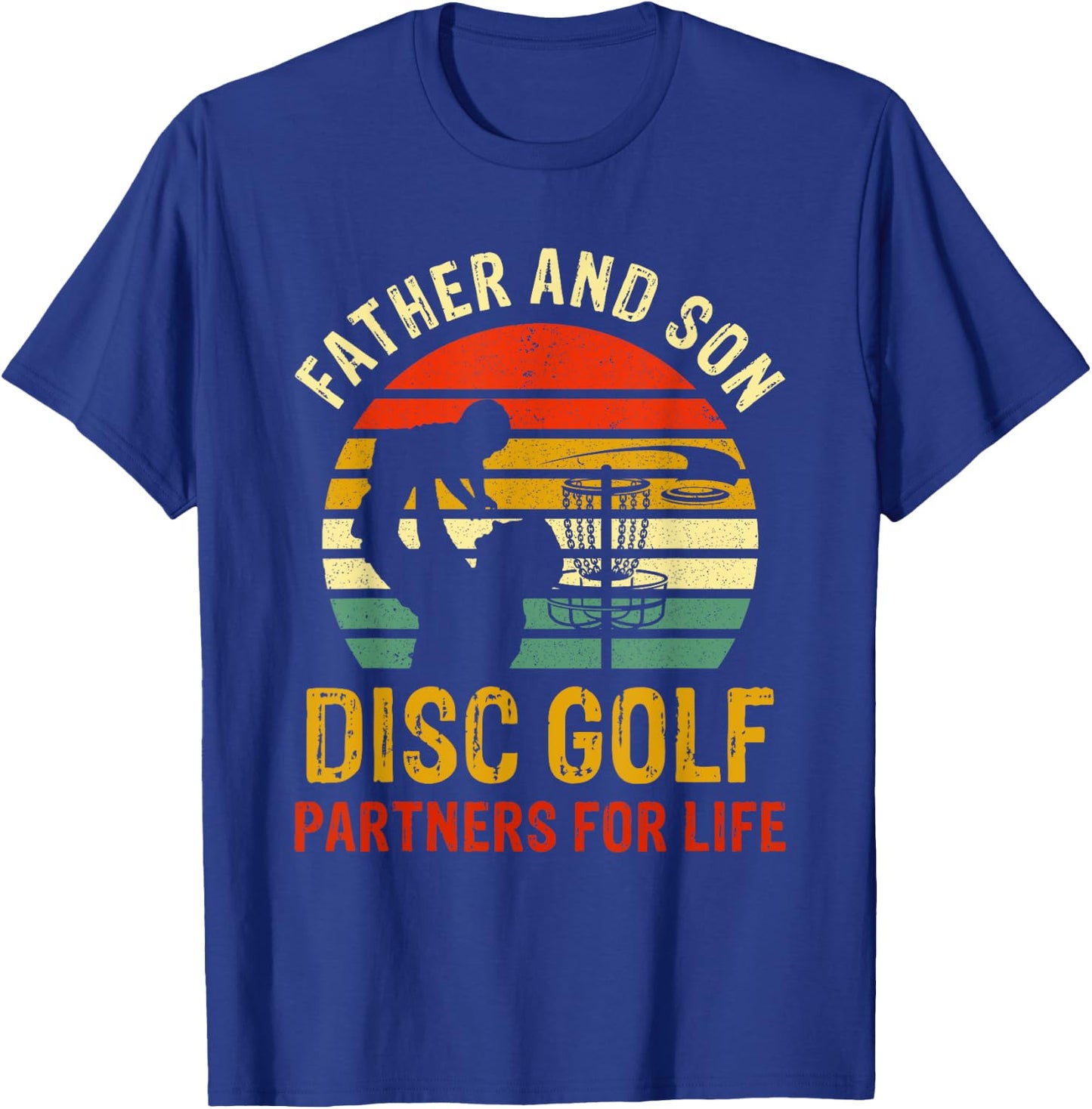 Vintage Dad And Son Disc Golf Partners For Life Fathers Day T-Shirt - T-Shirt | Royal