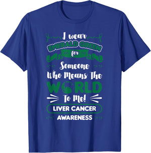 Liver Cancer Awareness Green Ribbon Primary Hepatic Gift T-Shirt - T-Shirt | Royal
