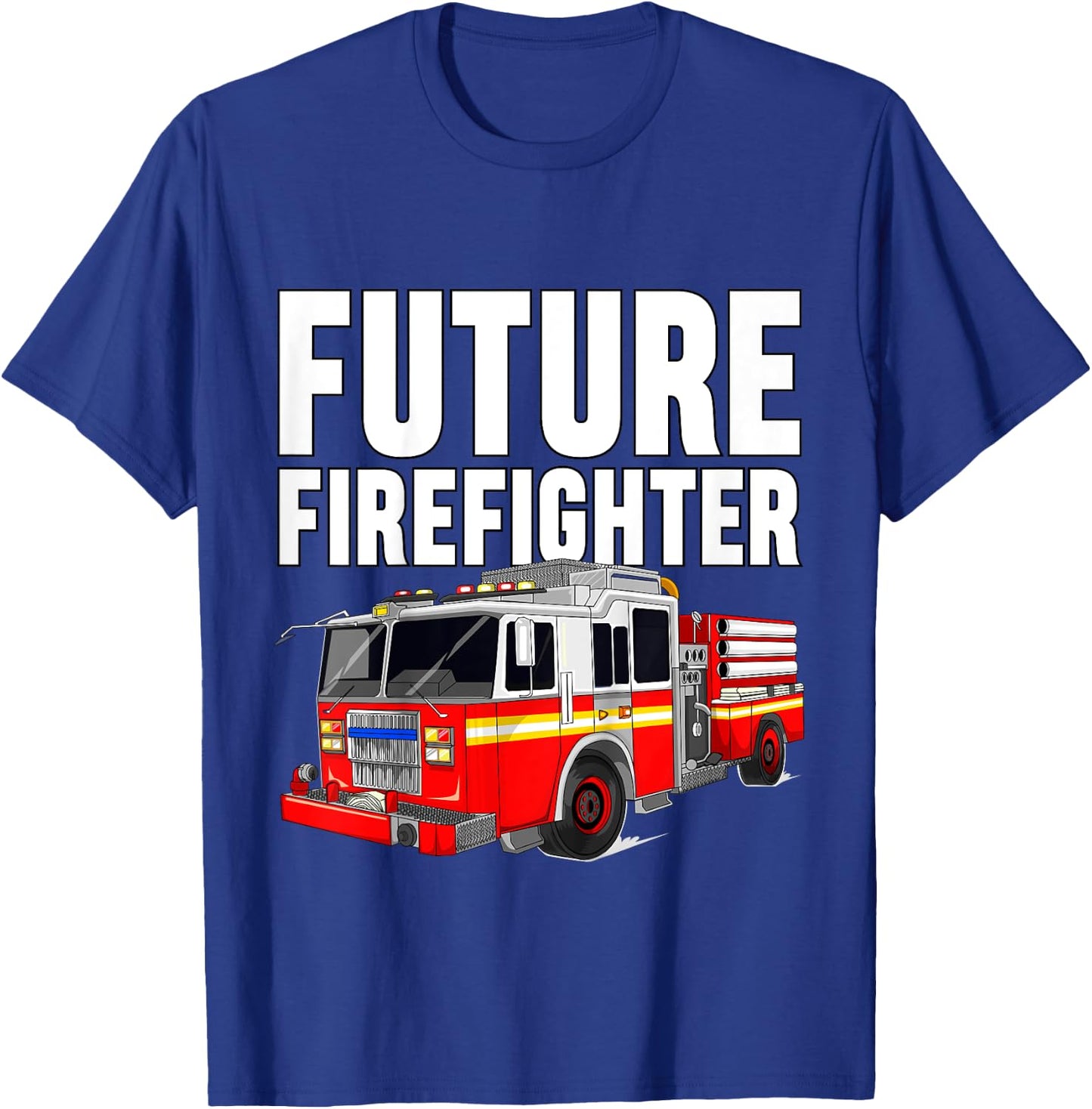 Kids Future Firefighter Fire Truck Theme Birthday Boy Toddler T-Shirt - T-Shirt | Royal