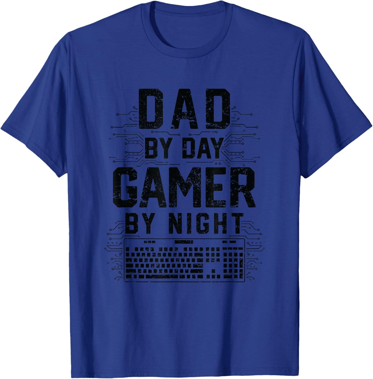 Dad By Day Gamer By Night, Funny Father's Day Gaming gift T-Shirt - T-Shirt | Royal