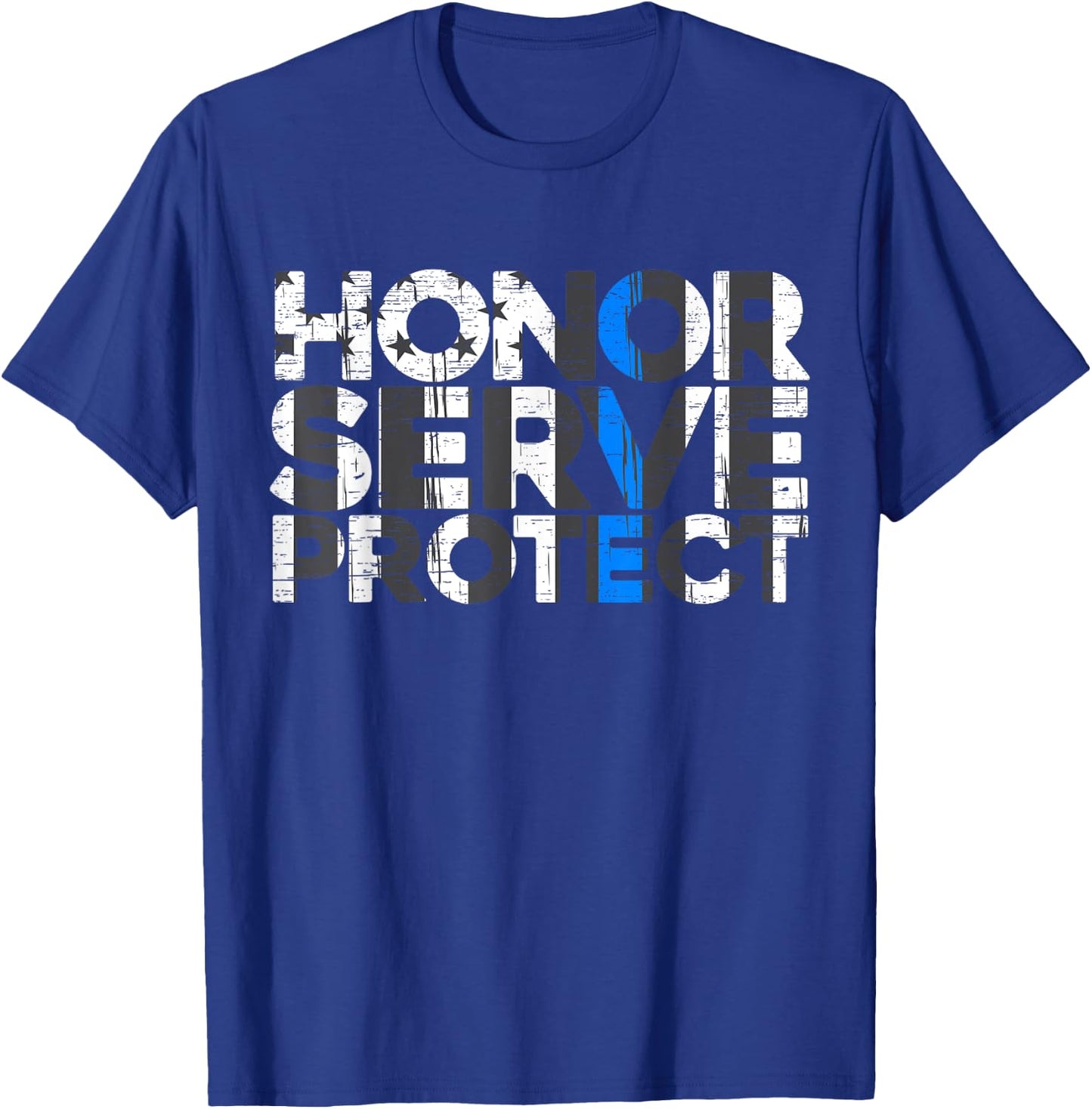 Honor Service Protect Thin Blue Line Law Enforcement T-Shirt - T-Shirt | Royal