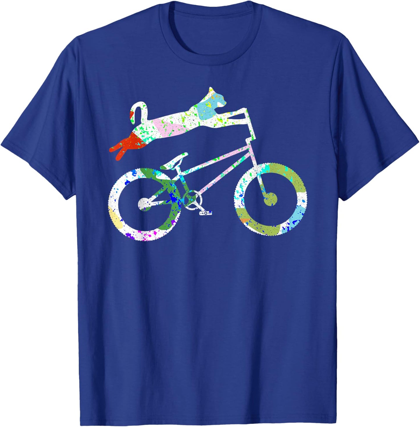 Cat On BMX Bike Kitten Lover Bike Cycling Bicycle Gift T-Shirt - T-Shirt | Royal