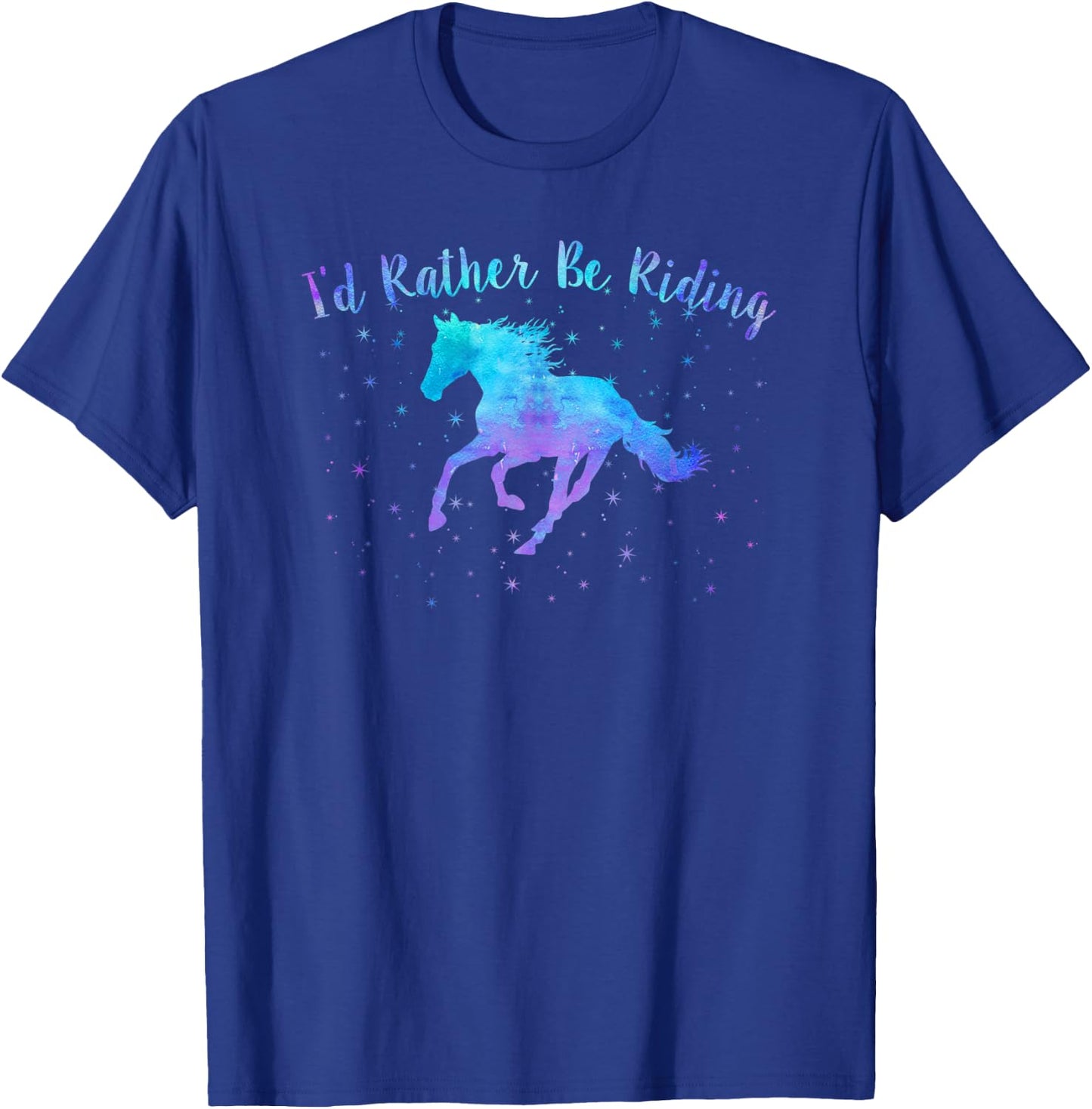 I'D RATHER BE RIDING Horses Teen Girls Women Equestrian Mom T-Shirt - T-Shirt | Royal