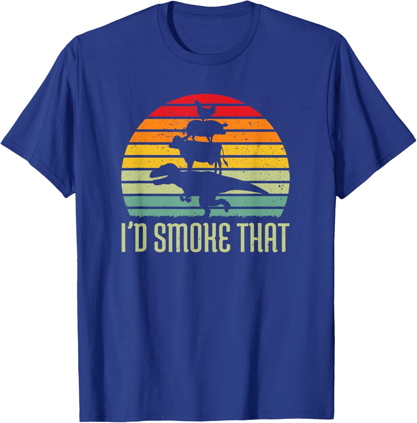 Barbecue Dinosaur BBQ Meat Grilling Smoker & T-Shirt - T-Shirt | Royal