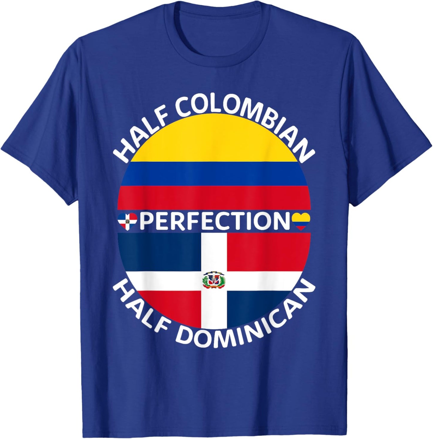 Half Colombian Half Dominican Republic Colombia Flag Men T-Shirt - T-Shirt | Royal