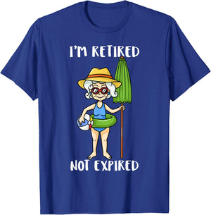 I'm Retired Not Expired Retired Grandma Beach Vacation Gift Women Kids T-Shirt - T-Shirt | Royal