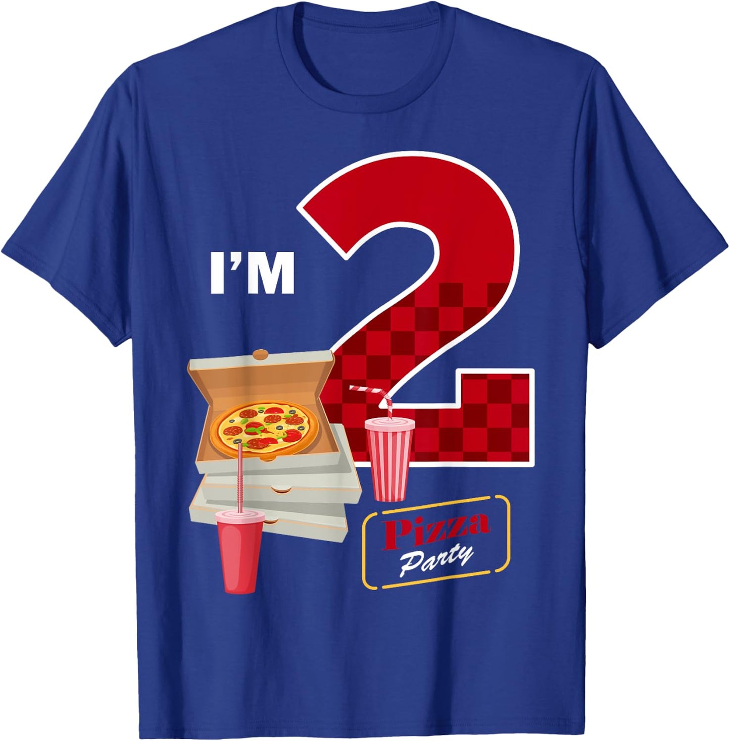 2nd Birthday Pizza Theme 2 Year Old Funny B-Day Matching T-Shirt - T-Shirt | Royal