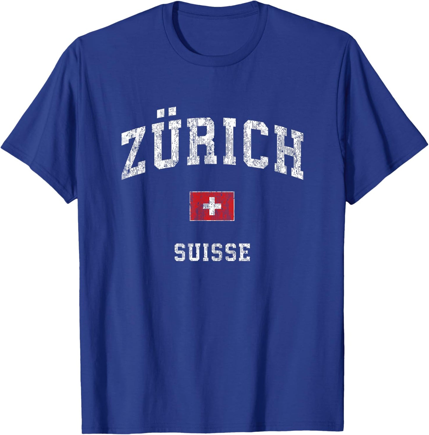 Zurich Switzerland Suisse Vintage Athletic Sports Design T-Shirt - T-Shirt | Royal