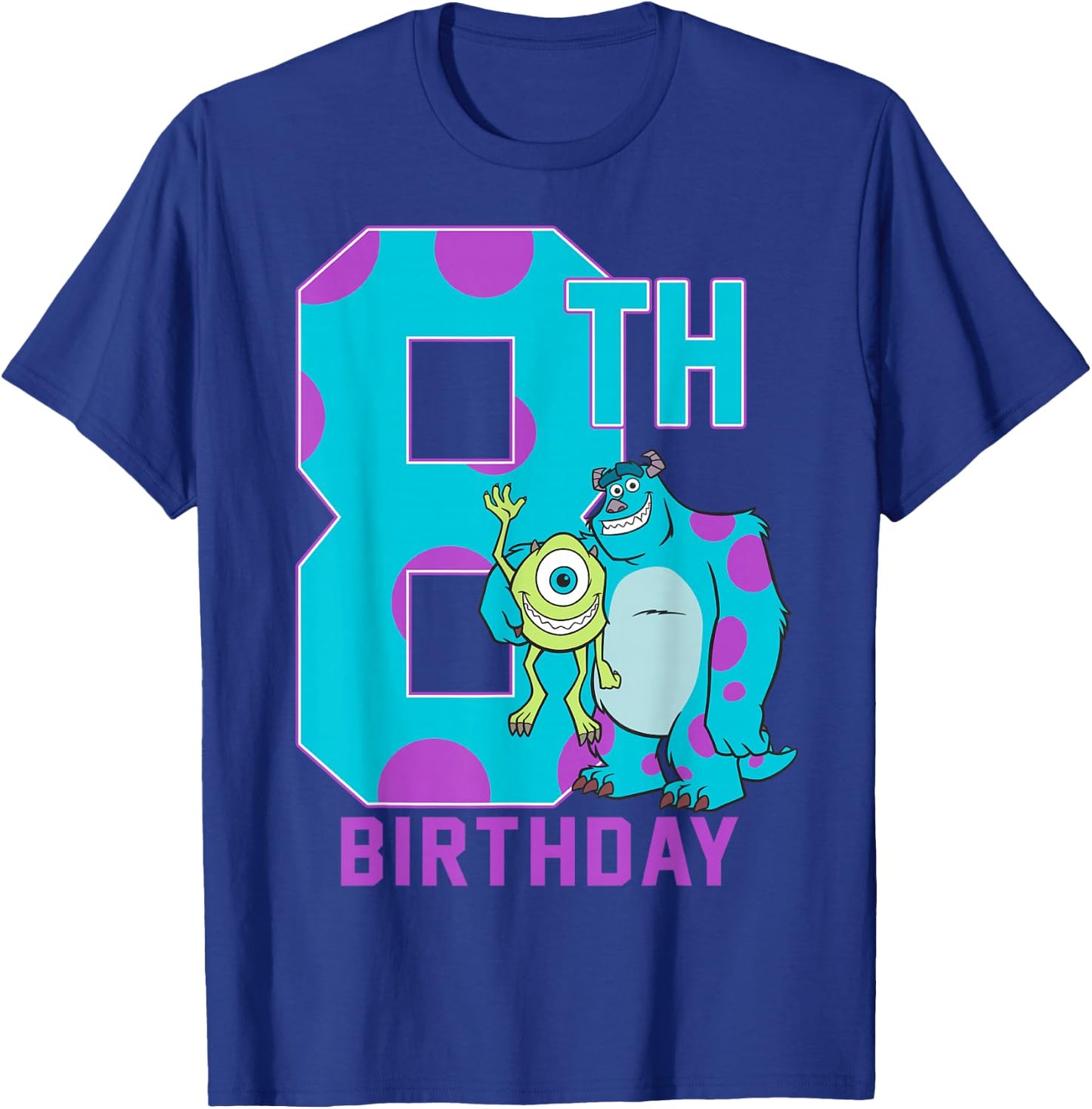Disney Pixar Monsters Inc. Mike & Sully Happy 8th Birthday T-Shirt - T-Shirt | Royal