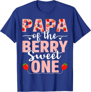 Papa Of The Berry Sweet One Birthday Strawberry Papa T-Shirt - T-Shirt | Royal