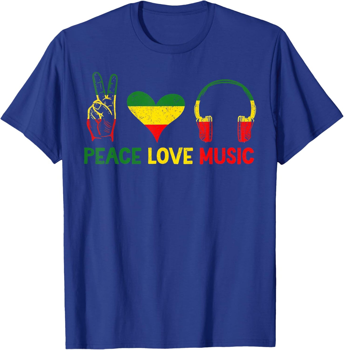 Love Peace Music Jamaican Roots Rasta Flag Colors Reggae T-Shirt - T-Shirt | Royal