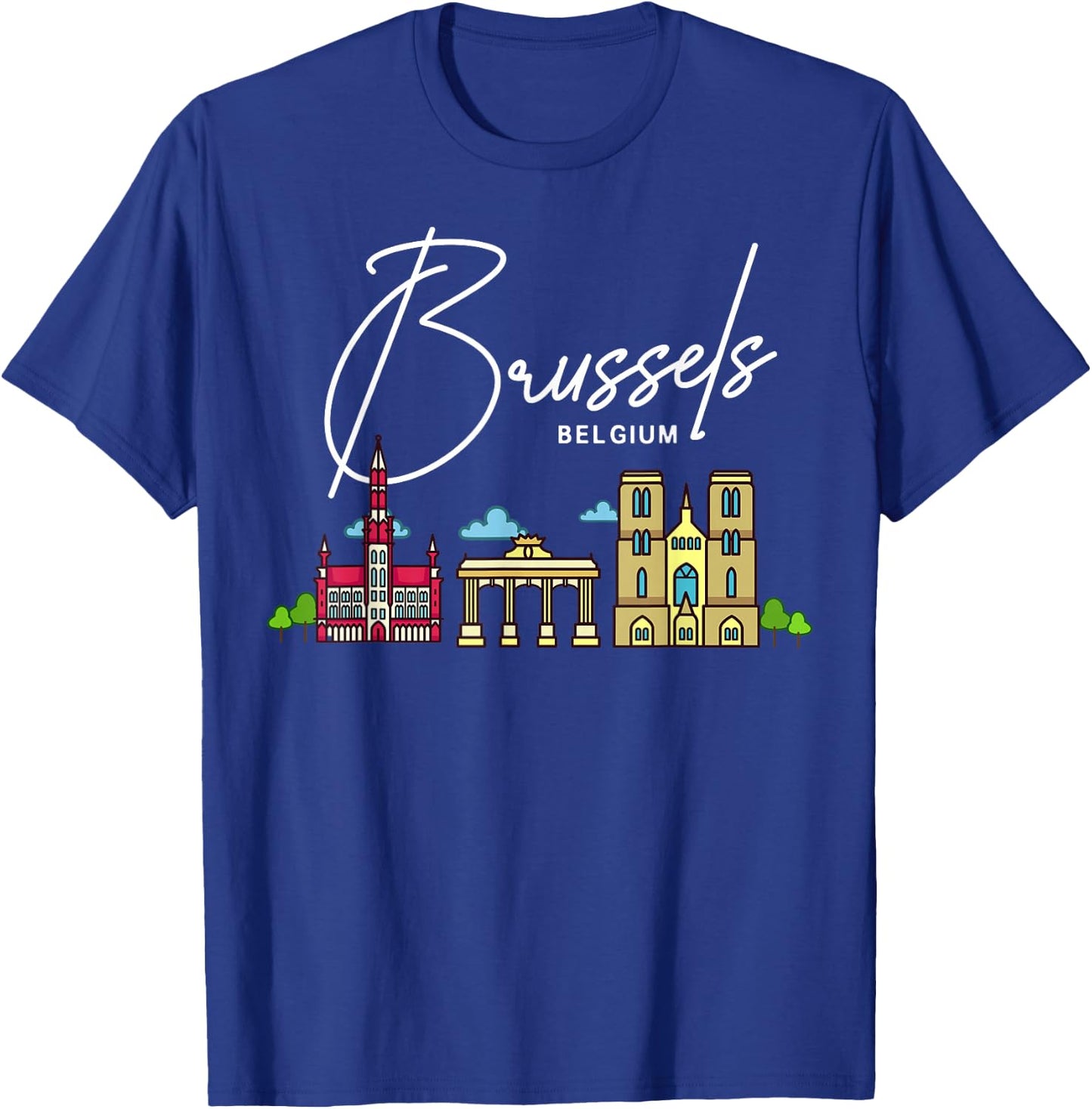 Brussels Belgium City Skyline Map Travel T-Shirt - T-Shirt | Royal