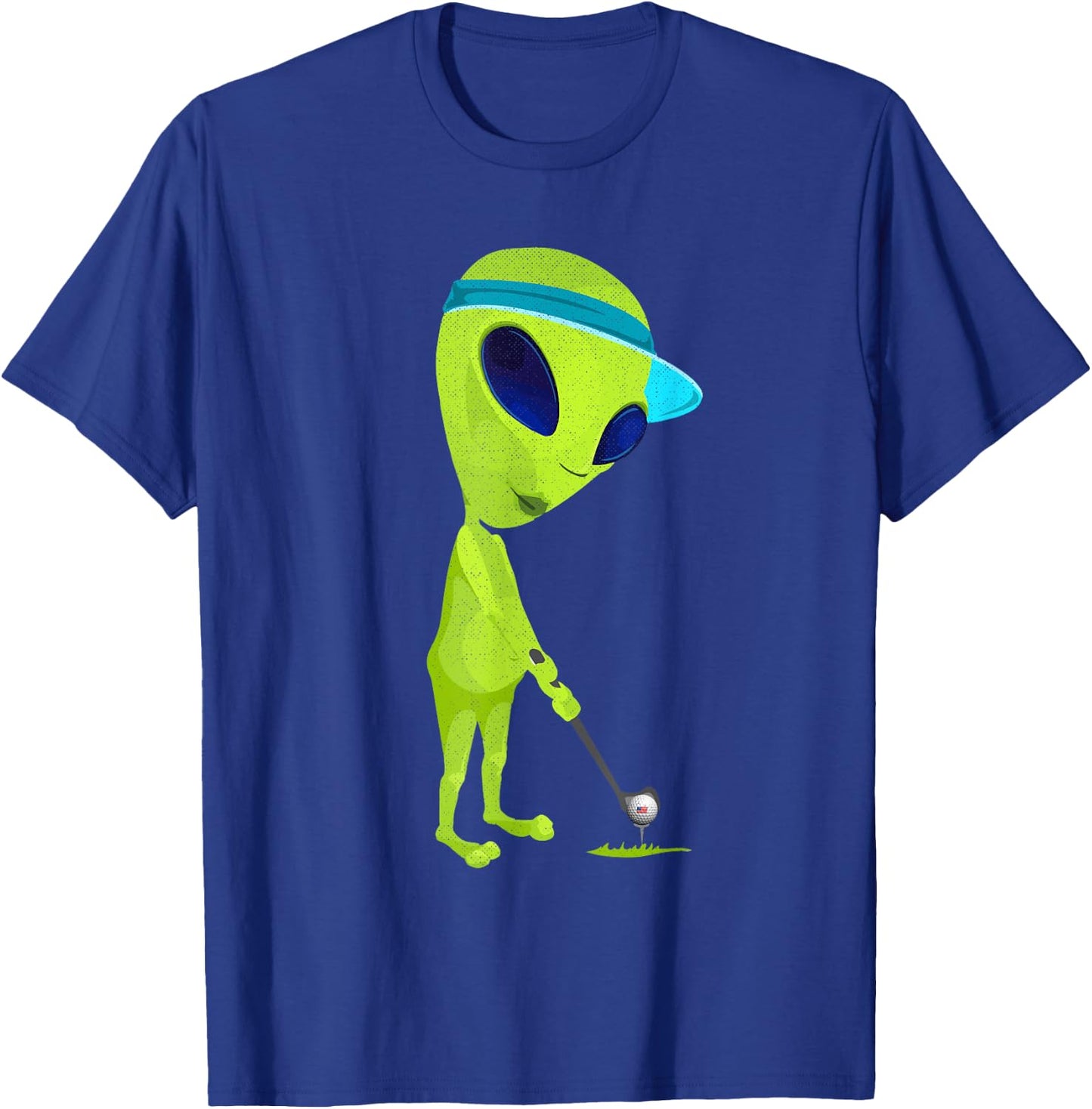 Funny Alien Playing Golf Parody Golfer UFO Golfing Space UFO T-Shirt - T-Shirt | Royal