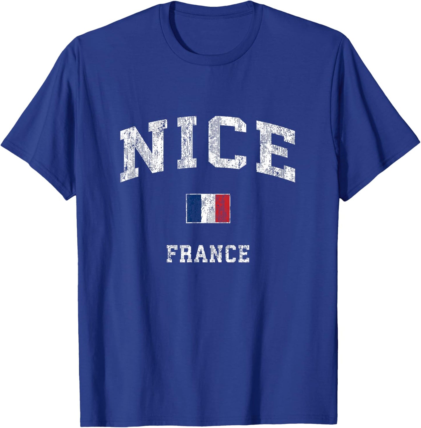 Nice France Vintage Athletic Sports Design T-Shirt - T-Shirt | Royal