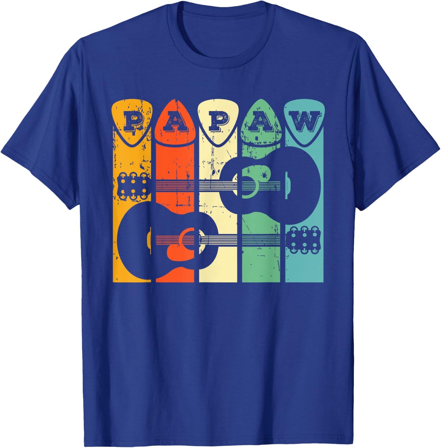 Papaw Guitar Pick Gift Guitar Player Grandpa Retro Guitarist T-Shirt - T-Shirt | Royal