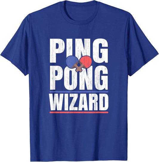 Ping Pong Wizard Player Champion Office Table Tennis T-Shirt - T-Shirt | Royal