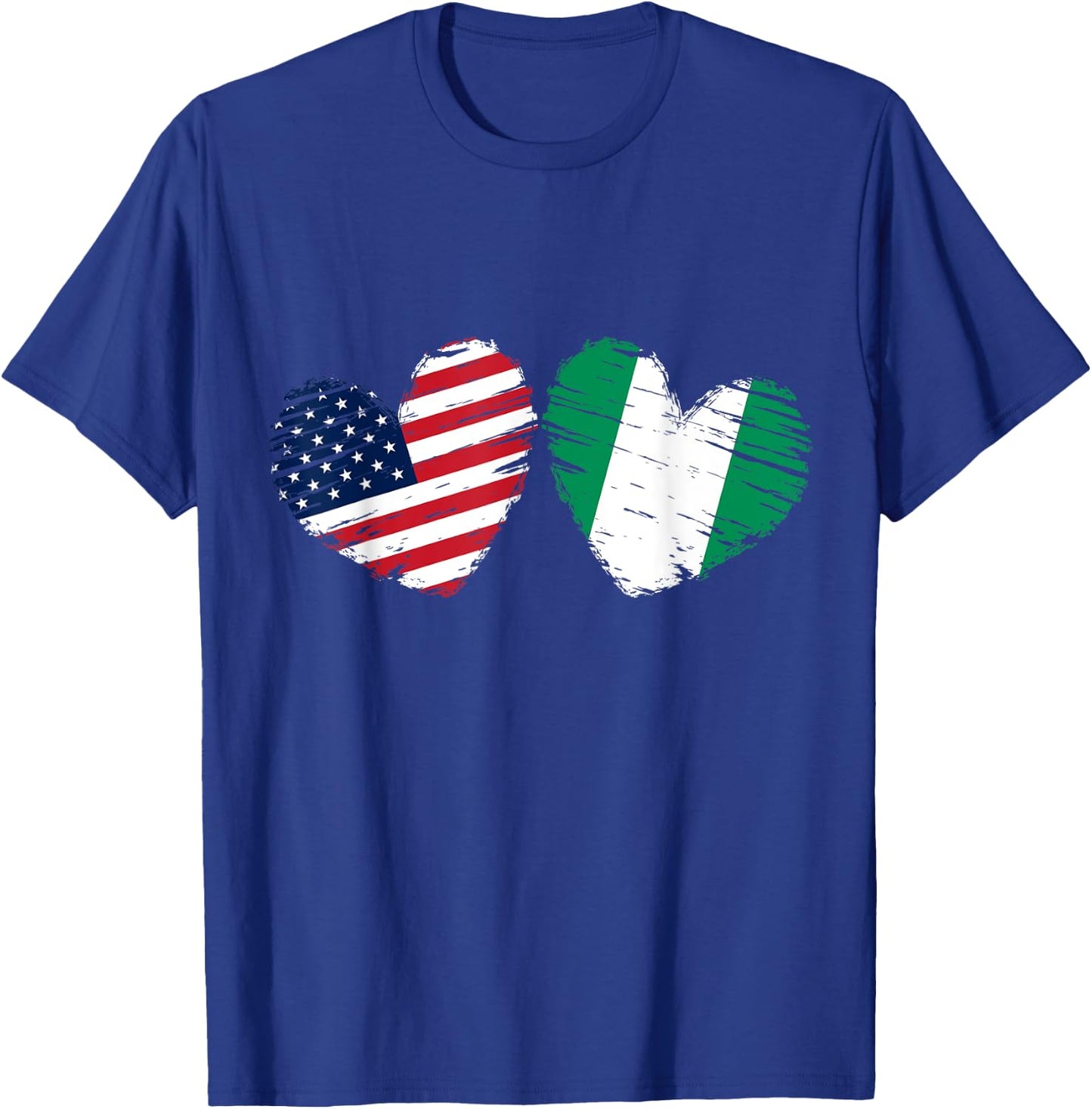 USA Nigeria Flag Heart Valentines Day Nigerian American T-Shirt - T-Shirt | Royal