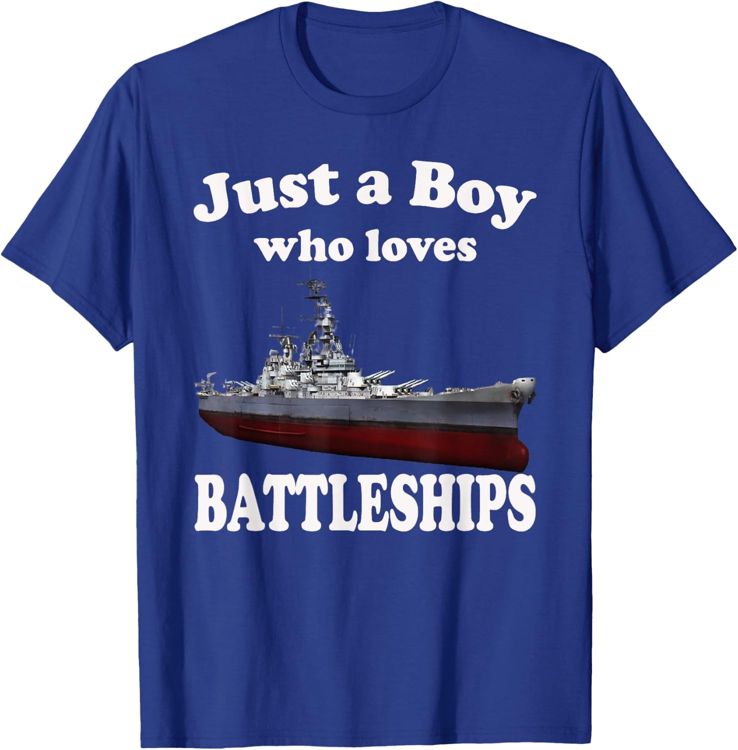 Boy Who Loves Battleship USS New Jersey BB-62 WW2 Warship T-Shirt - T-Shirt | Royal