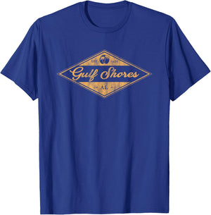 Gulf Shores Alabama Souvenir Vintage Badge T-Shirt - T-Shirt | Royal