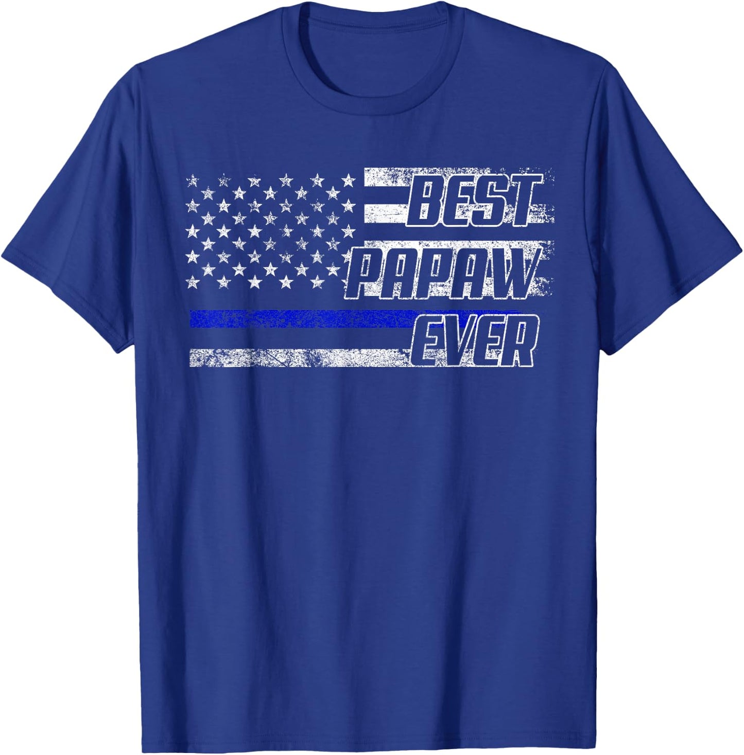Cop Police Papaw American Flag Father's Day T-Shirt - T-Shirt | Royal