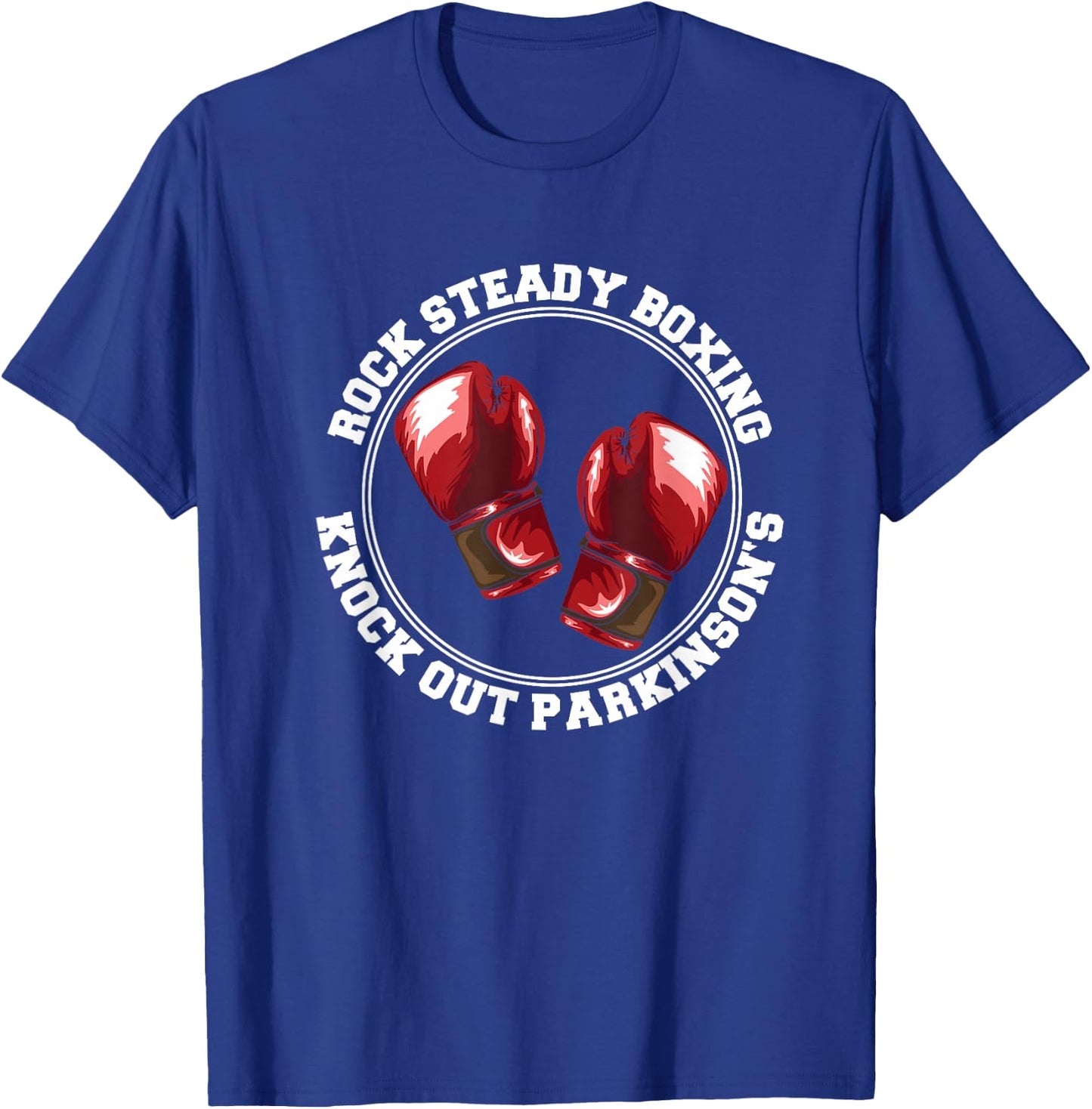 Rock Steady Boxing Knock Out Parkinsons Fighter Red Gloves T-Shirt - T-Shirt | Royal