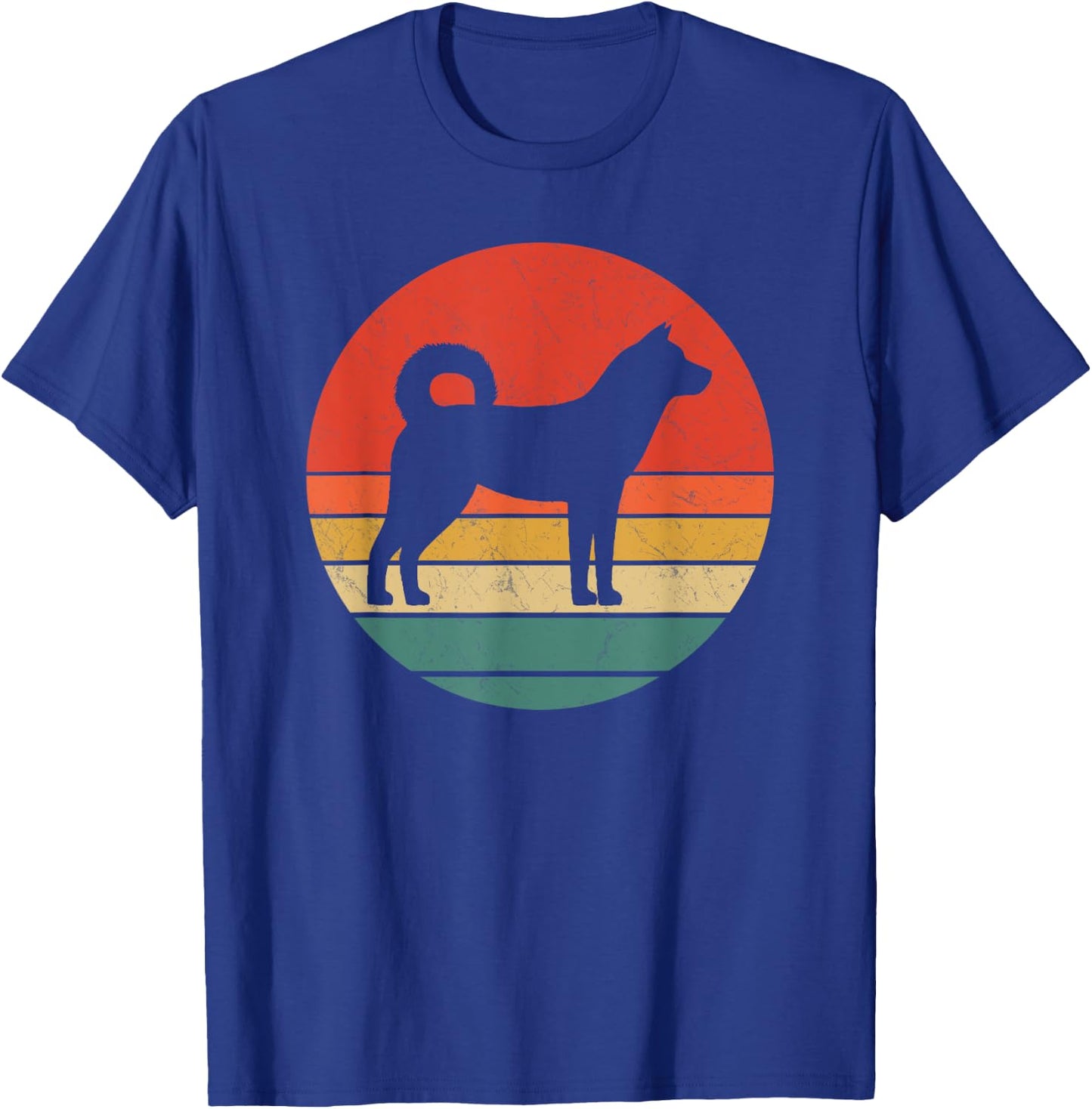 Korean Jindo Vintage Dog Silhouette Retro 70s Cute Dogs Gift Women Kids T-Shirt - T-Shirt | Royal