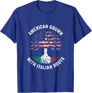 USA American Grown Italian With Roots Italy T-Shirt - T-Shirt | Royal