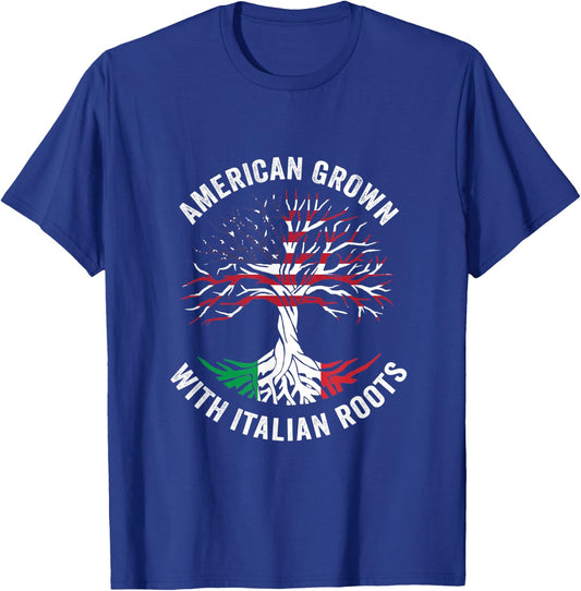 USA American Grown Italian With Roots Italy T-Shirt - T-Shirt | Royal