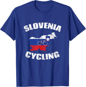 Slovenia Cycling Slovenian Road Cyclist Bicycle Flag Gift T-Shirt - T-Shirt | Royal
