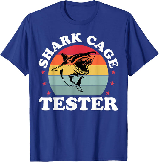 Retro Shark Cage Tester Recovery Funny Leg Arm Amputee T-Shirt - T-Shirt | Royal