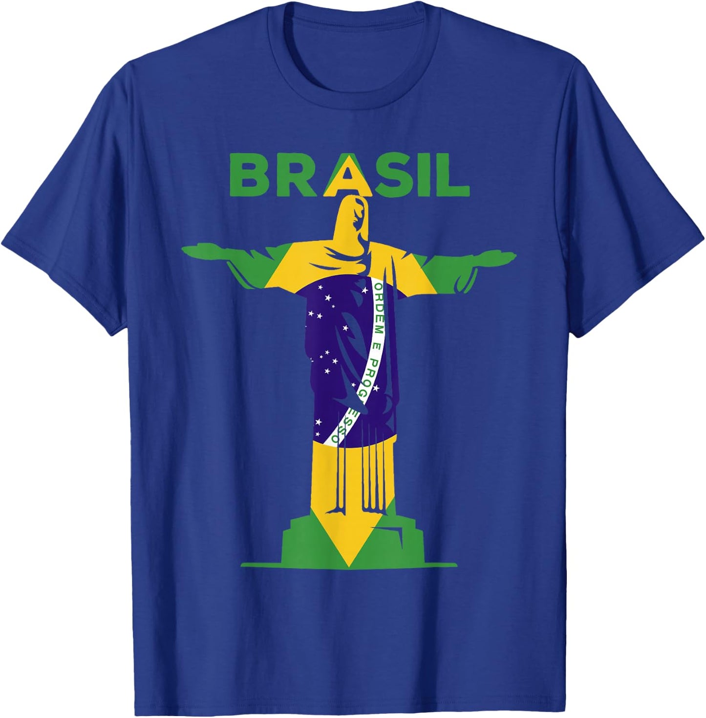 BRASIL - Christ The Redeemer Statue & Brazilian FLAG Pride T-Shirt - T-Shirt | Royal