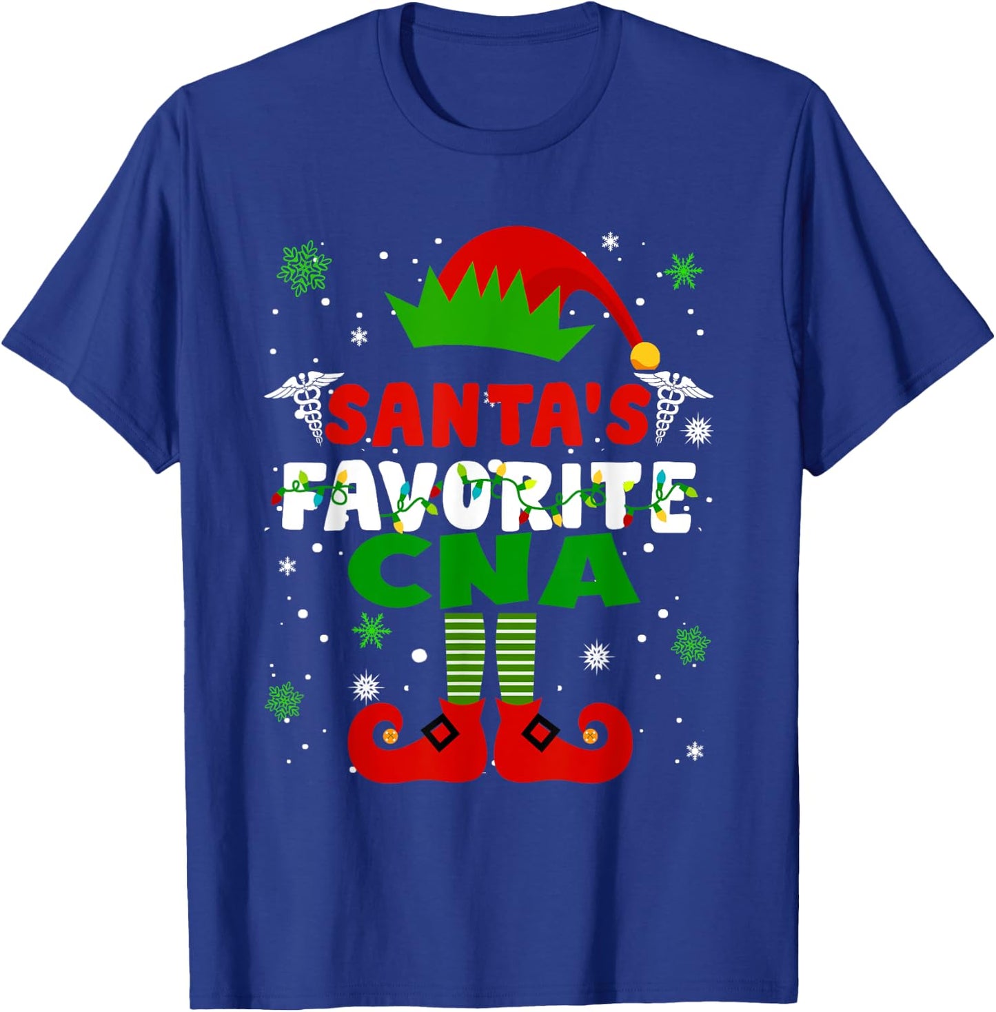 Santa's Favorite CNA Funny Christmas Gifts T-Shirt - T-Shirt | Royal