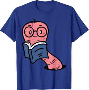 Book Worm Pun Read Reading Librarian America Men Women Kids T-Shirt - T-Shirt | Royal