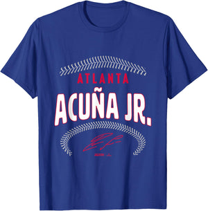 Ryno Sports Ronald Acuña Jr. Atlanta Name & Number (Front & Back) T-Shirt - T-Shirt | Royal