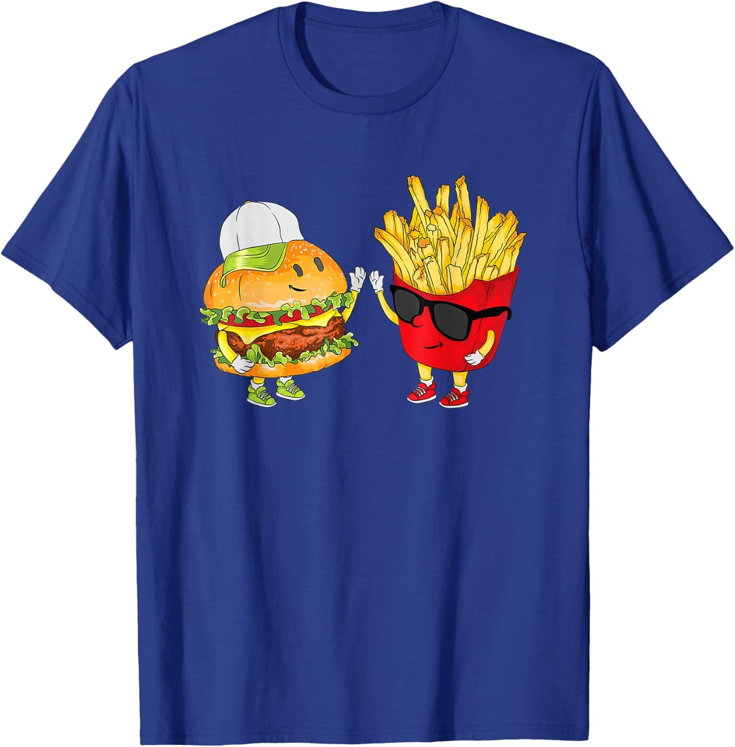 Hamburger Fries High Five | Cool Fun Combo Snacks Funny Gift T-Shirt - T-Shirt | Royal