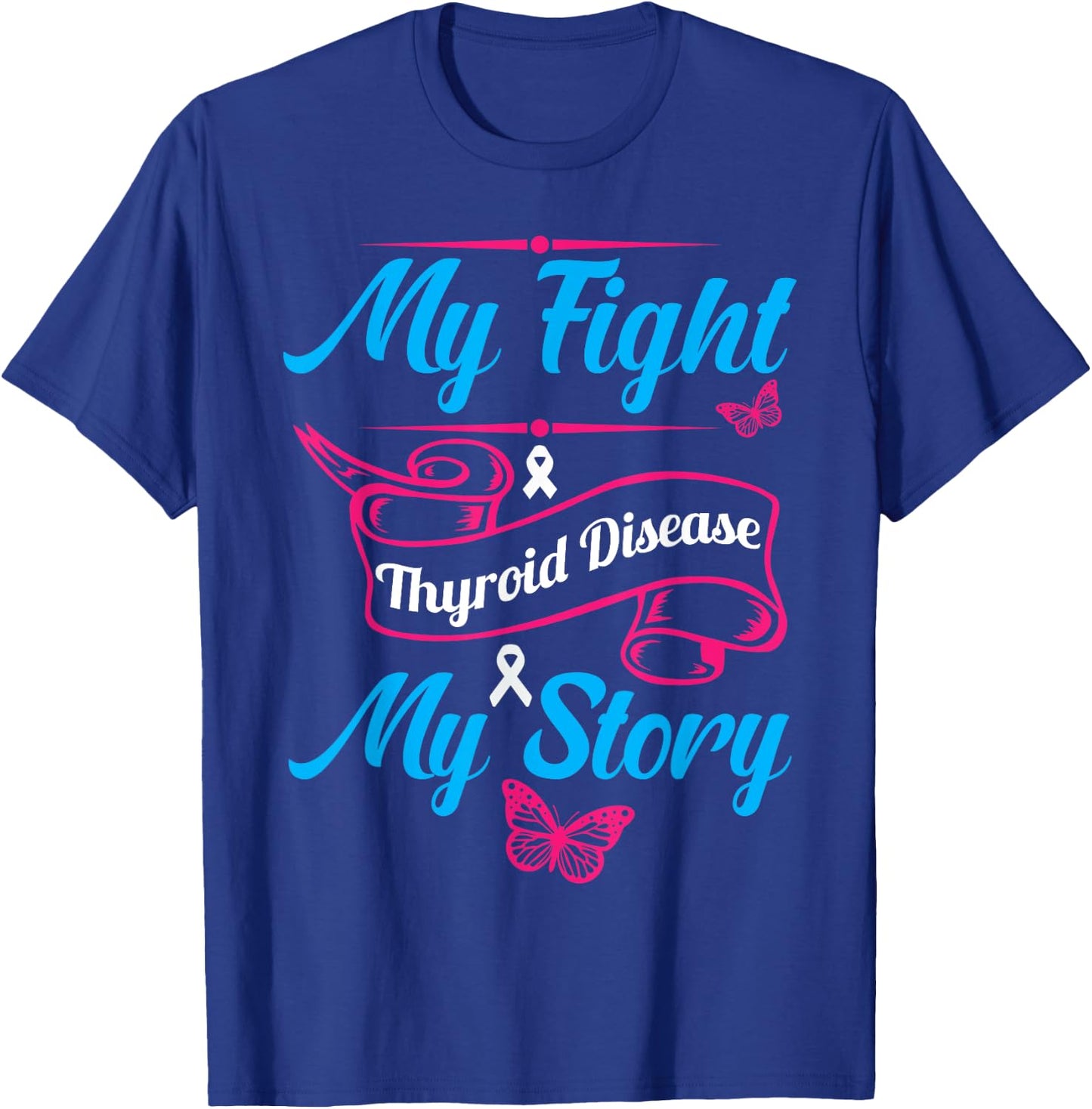 Thyroid Hashimotos Hypothyroidism Awareness Survivor Ribbon T-Shirt - T-Shirt | Royal