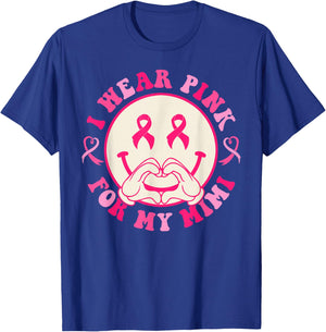 I Wear Pink For Mimi Breast Cancer Awareness Smile Face T-Shirt - T-Shirt | Royal