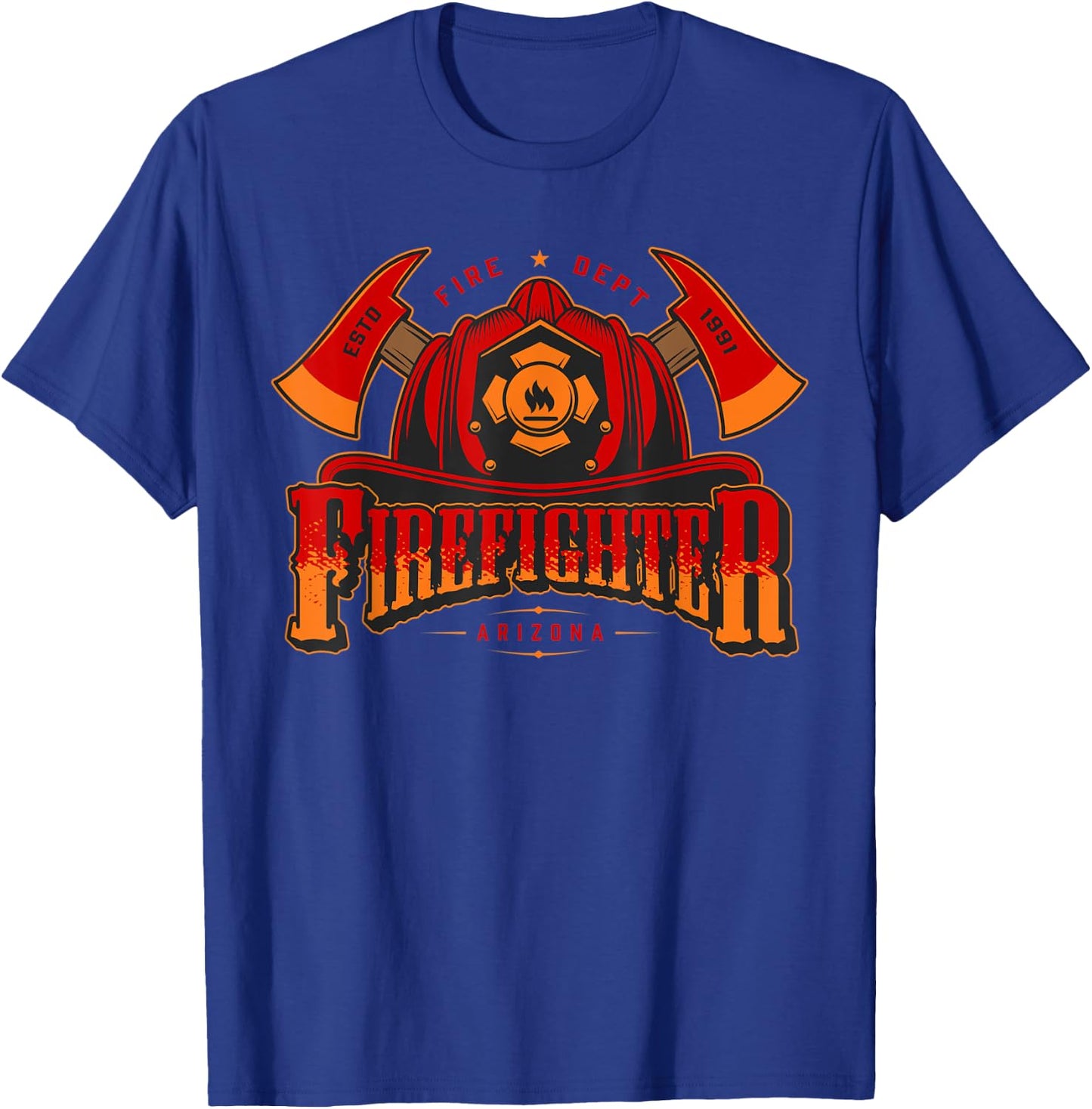 Vintage Firefighter Badge, Fire Dept., Arizona Estd. 1991 T-Shirt - T-Shirt | Royal