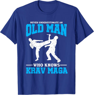 Never Underestimate An Old Man Krav Maga Graphic T-Shirt - T-Shirt | Royal